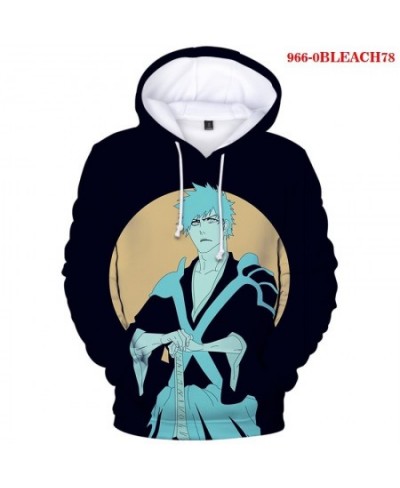 BLEACH Hooded Harajuku Sweatshirt Warm Cotton Male Casual Streetwear Men Clothing Japanese Anime Hoodie Gothic Funny Tracksui...