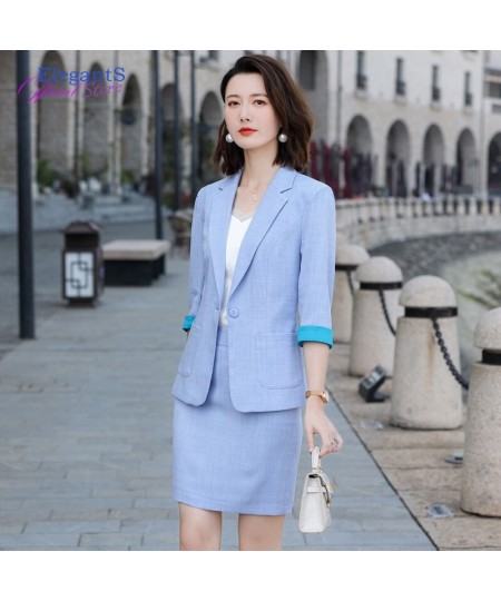 2023 Summer Office Work 2 Pieces Skirt Blazer Set Women Skirt Suits Business Lady Uniform Autumn Korean JackeT Tops Skirt $59...