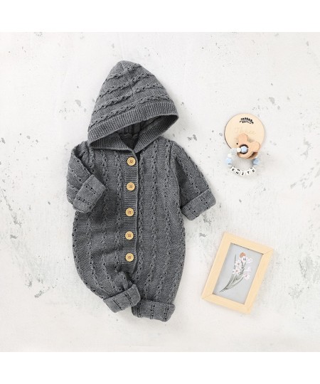 Baby Rompers Autumn Hood Long Sleeve Newborn Boys Girls Knitted Jumpsuits Playsuits Winter Toddler Infant Outfits Clothes 0-1...