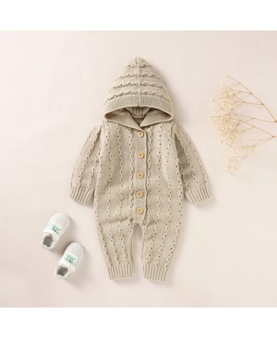 Baby Rompers Autumn Hood Long Sleeve Newborn Boys Girls Knitted Jumpsuits Playsuits Winter Toddler Infant Outfits Clothes 0-1...