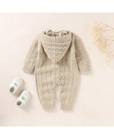 Baby Rompers Autumn Hood Long Sleeve Newborn Boys Girls Knitted Jumpsuits Playsuits Winter Toddler Infant Outfits Clothes 0-1...