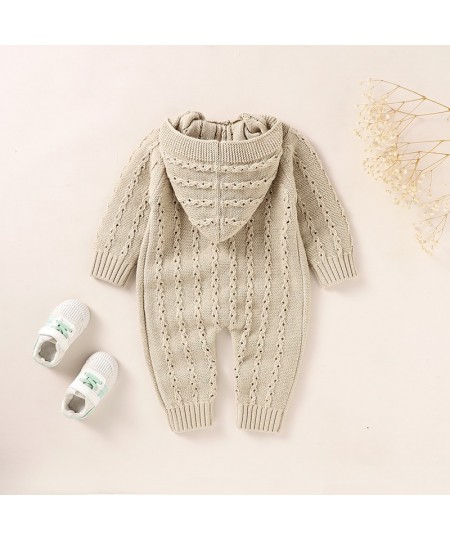 Baby Rompers Autumn Hood Long Sleeve Newborn Boys Girls Knitted Jumpsuits Playsuits Winter Toddler Infant Outfits Clothes 0-1...