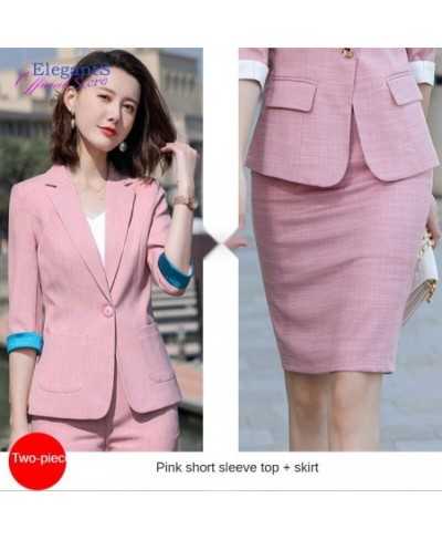 2023 Summer Office Work 2 Pieces Skirt Blazer Set Women Skirt Suits Business Lady Uniform Autumn Korean JackeT Tops Skirt $59...