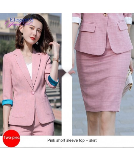 2023 Summer Office Work 2 Pieces Skirt Blazer Set Women Skirt Suits Business Lady Uniform Autumn Korean JackeT Tops Skirt $59...