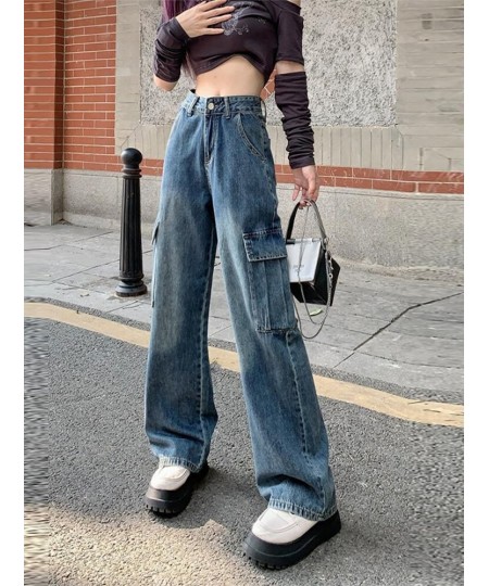 Women Fashion Baggy Pants Vintage High Waist Multi-pocket Cargo Jeans 2023 Fashion Casual Streetwear Y2k Wide Leg Denim $45.8...