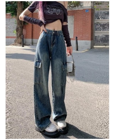 Women Fashion Baggy Pants Vintage High Waist Multi-pocket Cargo Jeans 2023 Fashion Casual Streetwear Y2k Wide Leg Denim $45.8...