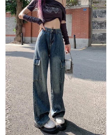 Women Fashion Baggy Pants Vintage High Waist Multi-pocket Cargo Jeans 2023 Fashion Casual Streetwear Y2k Wide Leg Denim $45.8...