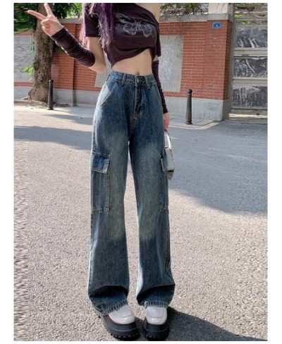 Women Fashion Baggy Pants Vintage High Waist Multi-pocket Cargo Jeans 2023 Fashion Casual Streetwear Y2k Wide Leg Denim $45.8...