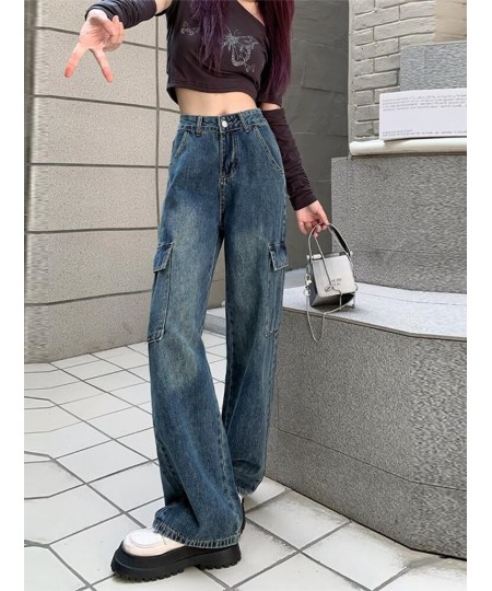 Women Fashion Baggy Pants Vintage High Waist Multi-pocket Cargo Jeans 2023 Fashion Casual Streetwear Y2k Wide Leg Denim $45.8...