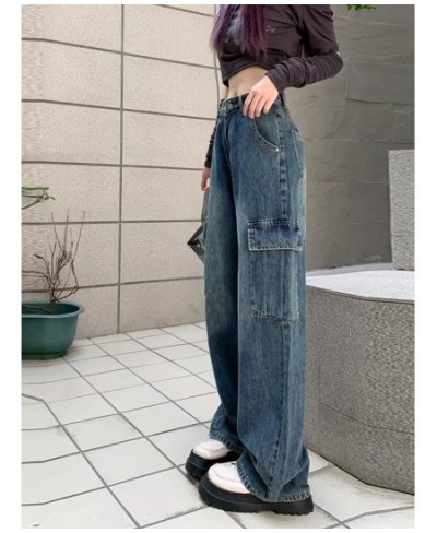 Women Fashion Baggy Pants Vintage High Waist Multi-pocket Cargo Jeans 2023 Fashion Casual Streetwear Y2k Wide Leg Denim $45.8...