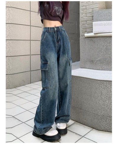 Women Fashion Baggy Pants Vintage High Waist Multi-pocket Cargo Jeans 2023 Fashion Casual Streetwear Y2k Wide Leg Denim $45.8...