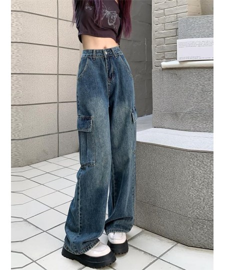 Women Fashion Baggy Pants Vintage High Waist Multi-pocket Cargo Jeans 2023 Fashion Casual Streetwear Y2k Wide Leg Denim $45.8...