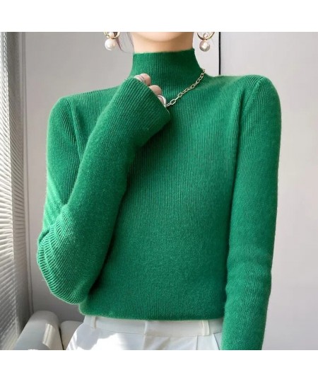 Autumn Winter Korean Fashion Femme Pullover Thick Knitted Women's Half Turtleneck sweater Long sleeve Women Warm jumper $26.7...