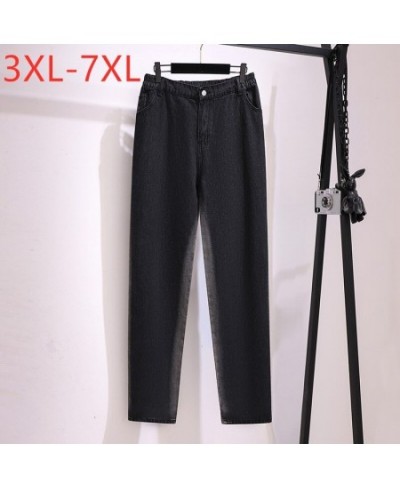 New Ladies Autumn Winter Plus Size Long Jeans For Women Large Loose Cotton Straight Black Denim Trousers 3XL 4XL 5XL 6XL 7XL ...