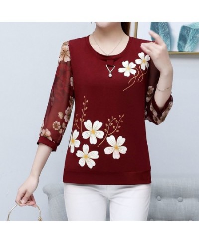 Chiffon Blouse Women Floral Printed Lace Patchwork 2022 Female Blouse Casual Shirts Summer Ladies Tops Loose 3/4 Sleeve $32.0...