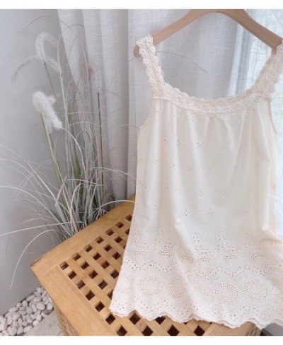 ew Summer Fresh Hollow flower embroidery Loose Vest Women's cotton linen sling Tops $51.89 - Tops & Tees