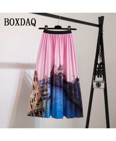 Beach Boho Print Women Skirts 2023 New Spring Summer Elegant Long Dresses High Waist Loose Casual Pleated Skirt Ladies Sundre...