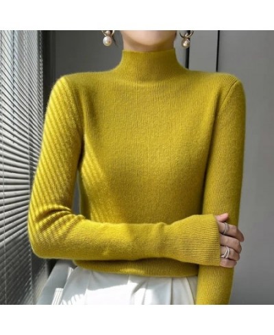 Autumn Winter Korean Fashion Femme Pullover Thick Knitted Women's Half Turtleneck sweater Long sleeve Women Warm jumper $26.7...