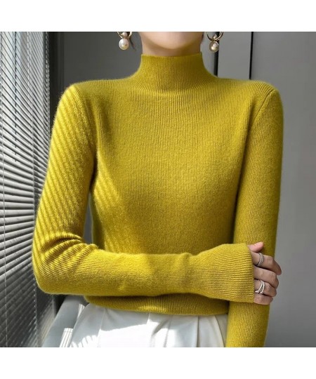 Autumn Winter Korean Fashion Femme Pullover Thick Knitted Women's Half Turtleneck sweater Long sleeve Women Warm jumper $26.7...