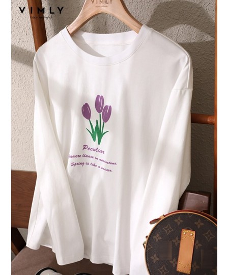 O Neck White T shirts for Women 2023 Spring Fashion Long Drop Sleeve Cotton T-shirt Sweet Printed Casual Loose Basics Tees $5...