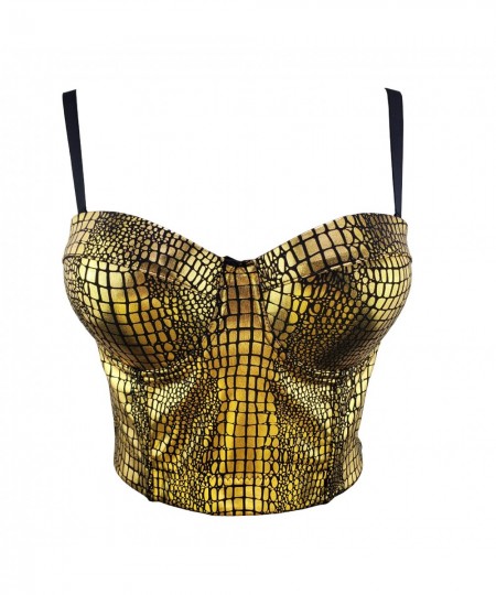 Bronzing snake pattern tanks vest for women retro fashion slim camisole bustier bra nightclub party sexy backless crop top $3...