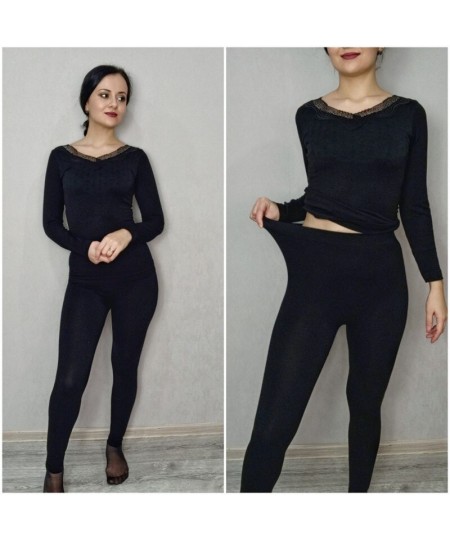 2023 New Autumn Winter Seamless Second Thermal Female Skin Lace V-neck Slim Body Thermal Underwear For Women Modal Long Johns...