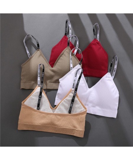 Deep V Women Tops Fashion Letter Strap Bralette Girls Padded Bras M-2XL Plus Size Female Crop Top Ladies Sexy Lingerie $13.79...