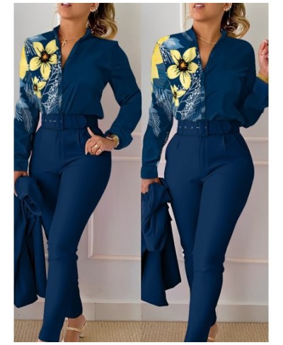 Floral Baroque Print Shirt & High Waist Pants Set $64.24 - Suits & Sets