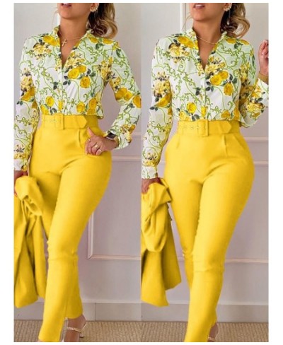 Floral Baroque Print Shirt & High Waist Pants Set $64.24 - Suits & Sets