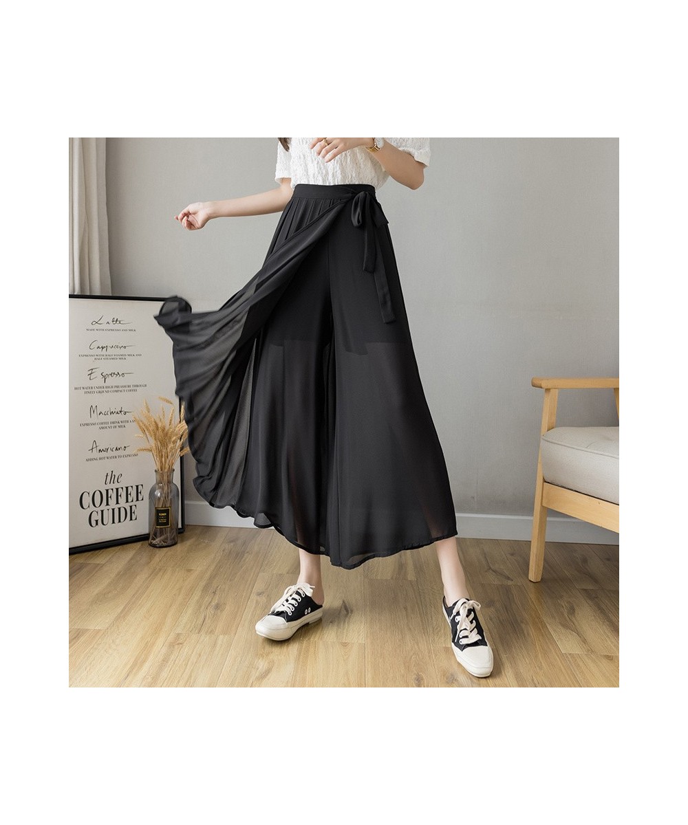 Spring Summer New Style Korean Women Pleated Chiffon Trousers High Waist Pants Hakama Casual Wide Leg Pantalones 2023 $32.78 ...