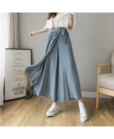 Spring Summer New Style Korean Women Pleated Chiffon Trousers High Waist Pants Hakama Casual Wide Leg Pantalones 2023 $32.78 ...