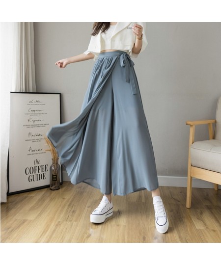 Spring Summer New Style Korean Women Pleated Chiffon Trousers High Waist Pants Hakama Casual Wide Leg Pantalones 2023 $32.78 ...