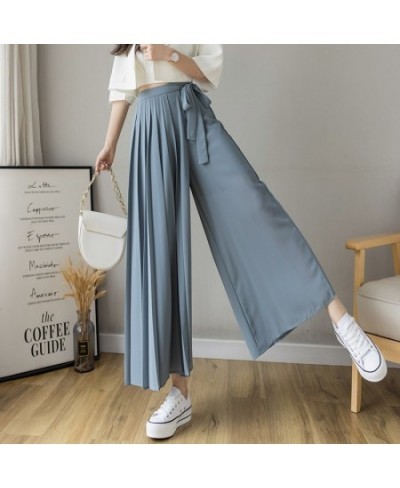 Spring Summer New Style Korean Women Pleated Chiffon Trousers High Waist Pants Hakama Casual Wide Leg Pantalones 2023 $32.78 ...