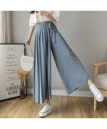 Spring Summer New Style Korean Women Pleated Chiffon Trousers High Waist Pants Hakama Casual Wide Leg Pantalones 2023 $32.78 ...