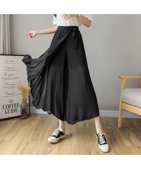 Spring Summer New Style Korean Women Pleated Chiffon Trousers High Waist Pants Hakama Casual Wide Leg Pantalones 2023 $32.78 ...