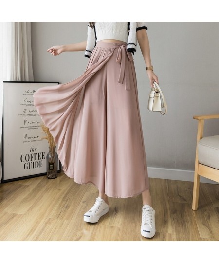 Spring Summer New Style Korean Women Pleated Chiffon Trousers High Waist Pants Hakama Casual Wide Leg Pantalones 2023 $32.78 ...