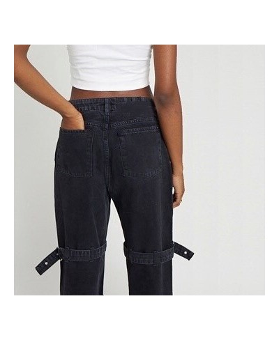 Men's and Women's Straight Jeans Hip-hop Loose Wide-legged Belt Buckle Joker Pants $59.24 - Jeans