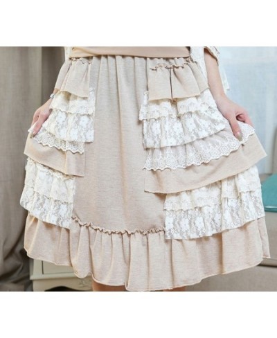 Sweet Mori Girl Lace Layer Skirt Female Loose Casual Lolita Kawaii Skirt Elastic Waist Cute Skirt Women Casual Summer Y2k Ski...