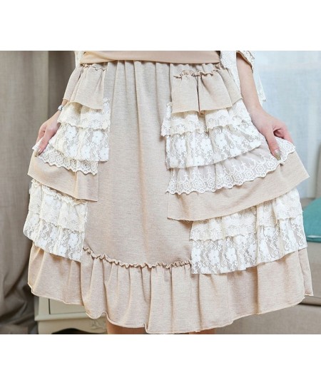 Sweet Mori Girl Lace Layer Skirt Female Loose Casual Lolita Kawaii Skirt Elastic Waist Cute Skirt Women Casual Summer Y2k Ski...