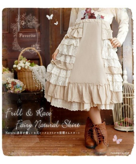 Sweet Mori Girl Lace Layer Skirt Female Loose Casual Lolita Kawaii Skirt Elastic Waist Cute Skirt Women Casual Summer Y2k Ski...