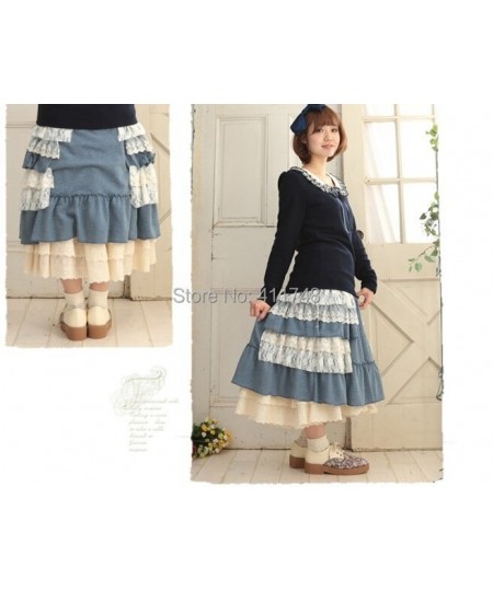 Sweet Mori Girl Lace Layer Skirt Female Loose Casual Lolita Kawaii Skirt Elastic Waist Cute Skirt Women Casual Summer Y2k Ski...