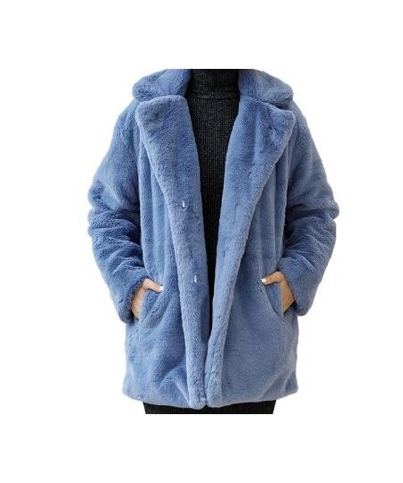 New Winter Women Rabbit Fur Coat Women Thick Warm Turn Down Collar Faux Fur Jacket Fashion Fluffy Loose Parka $80.20 - Jacket...