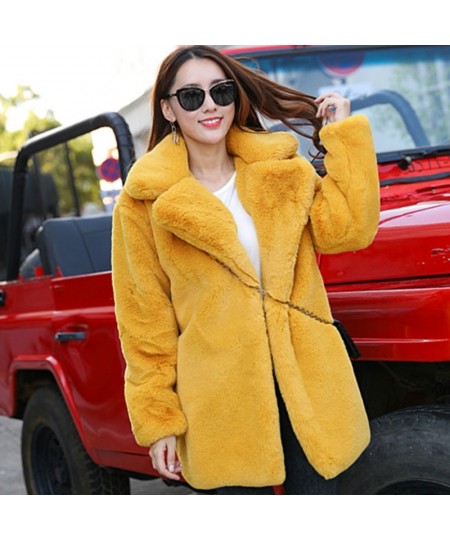 New Winter Women Rabbit Fur Coat Women Thick Warm Turn Down Collar Faux Fur Jacket Fashion Fluffy Loose Parka $80.20 - Jacket...