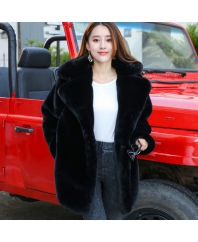 New Winter Women Rabbit Fur Coat Women Thick Warm Turn Down Collar Faux Fur Jacket Fashion Fluffy Loose Parka $80.20 - Jacket...