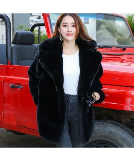 New Winter Women Rabbit Fur Coat Women Thick Warm Turn Down Collar Faux Fur Jacket Fashion Fluffy Loose Parka $80.20 - Jacket...