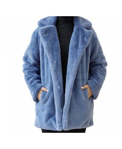 New Winter Women Rabbit Fur Coat Women Thick Warm Turn Down Collar Faux Fur Jacket Fashion Fluffy Loose Parka $80.20 - Jacket...