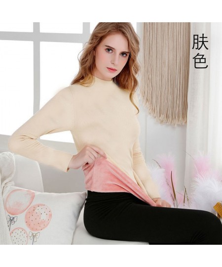 Thermal Underwear Bottoming Shirt Casual Plus Skinny Velvet Tops Winter Turtleneck Long Sleeve Thickened Warm $38.94 - Sleepw...