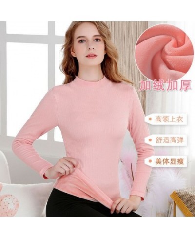 Thermal Underwear Bottoming Shirt Casual Plus Skinny Velvet Tops Winter Turtleneck Long Sleeve Thickened Warm $38.94 - Sleepw...