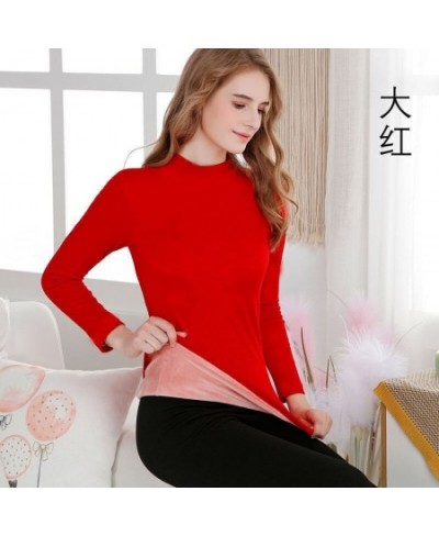 Thermal Underwear Bottoming Shirt Casual Plus Skinny Velvet Tops Winter Turtleneck Long Sleeve Thickened Warm $38.94 - Sleepw...