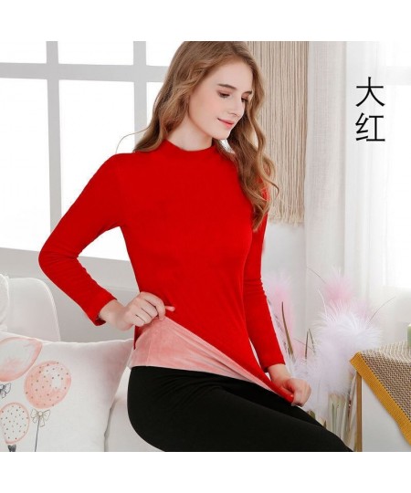 Thermal Underwear Bottoming Shirt Casual Plus Skinny Velvet Tops Winter Turtleneck Long Sleeve Thickened Warm $38.94 - Sleepw...